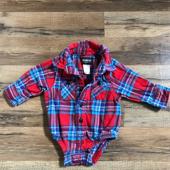 OshKosh B'gosh Other - OshKosh B’gosh plaid flannel onesie size 6 months